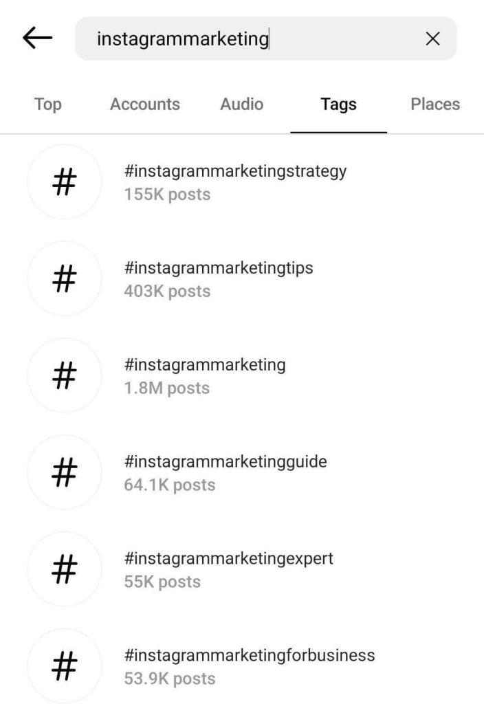 Hashtags suchen