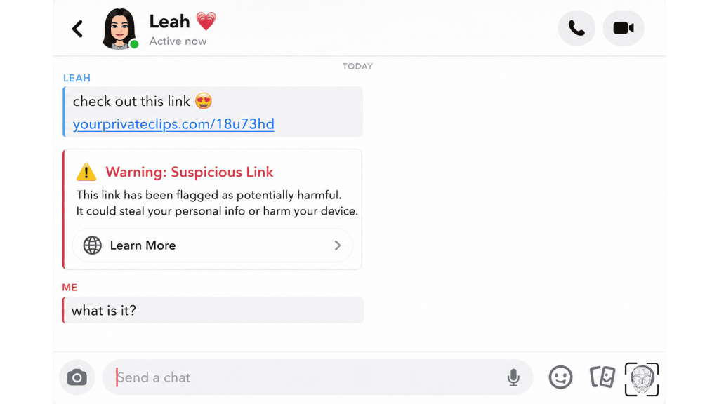 Snapchat Betrüger versendet schädliche Links