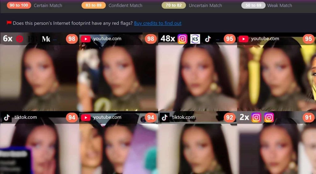 FaceCheck.IDの結果