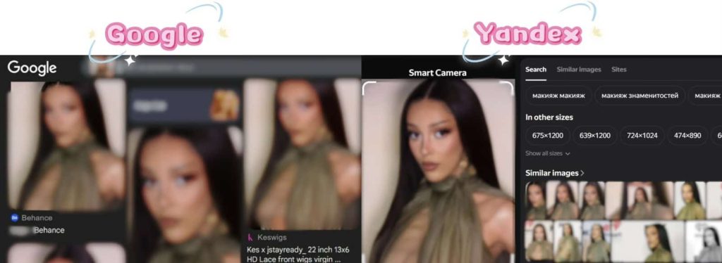 グーグルとヤンデックスの結果